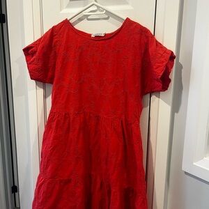 Valentina Naldi Red Embroidered Linen Dress Made in Italy Size M Boho Floral